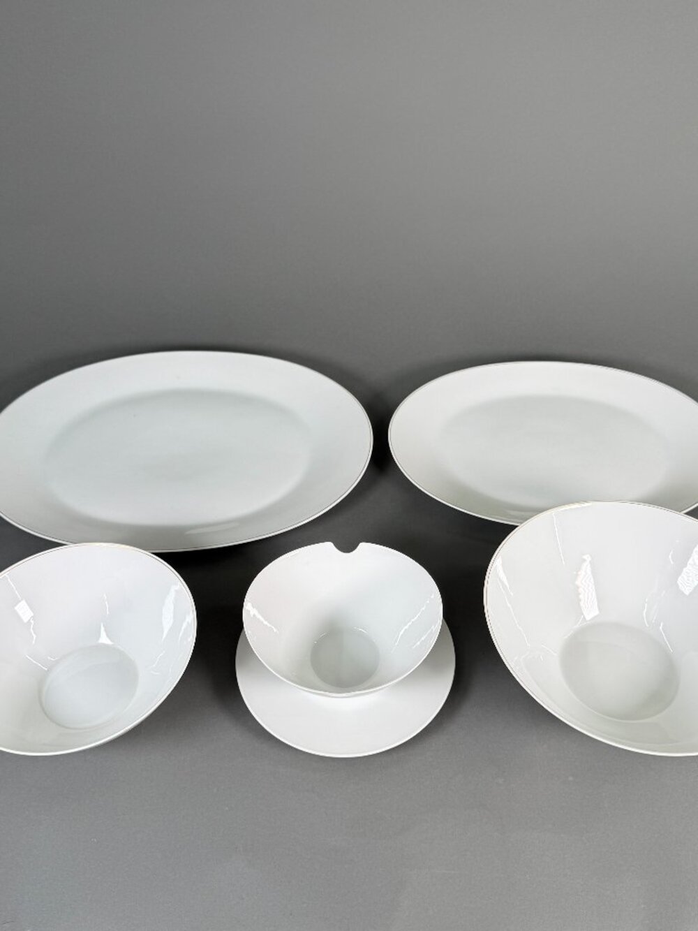 Vintage Rosenthal Selb Germany Continental Plain White Gold Trim Serving Set 5pc